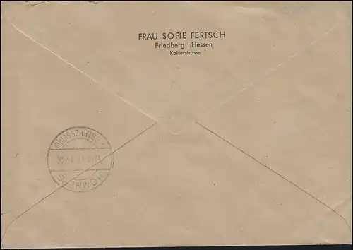 912+929 Communauté MiF Not-R-Zettel FRIEDBERG (HESSEN) 11.9.1947 vers Homberg