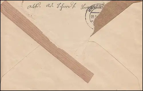 Gebühr-bezahlt-Stempel mit Not-R-Zettel BOPPARD 5.5.1947 nach Krefeld 9.5.