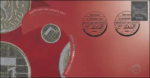 Pays-Bas 1928 Fin de la monnaie du florin sur papier argenté, Bijoux FDC 2001