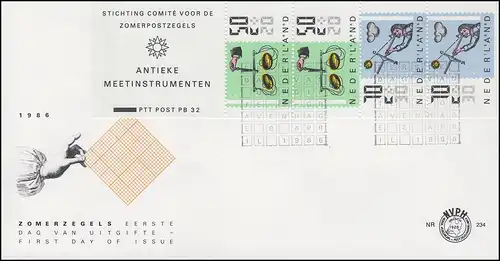 Niederlande Heftchenblatt 33 PB 32 Alte Messinstrumente, Schmuck-FDC 8.4.86