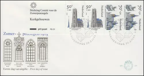 Pays-Bas Bulletin 32 PB 31 Bâtiments sacrés, Bijoux-FDC 26.3.85