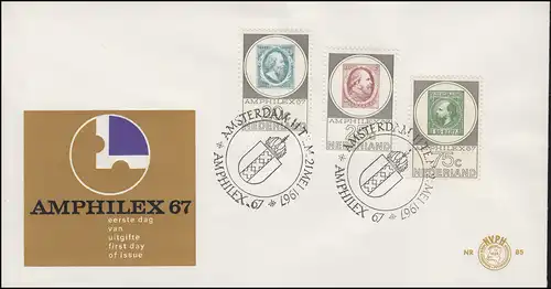Pays-Bas 880-882 Exposition AMPHILEX, ensemble sur le FDC de bijoux 21.5.1967