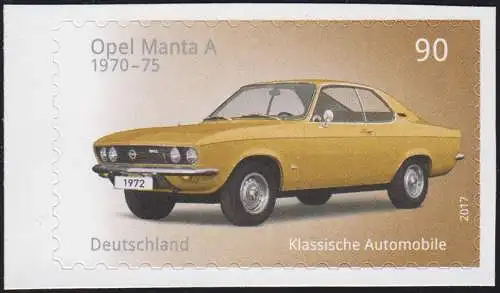 3302 Automobile: Opel Manta A, selbstklebend aus Folienblatt 66, postfrisch **