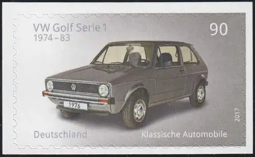 3301 Automobile: VW Golf 1, selbstklebend auf neutraler Folie, postfrisch **