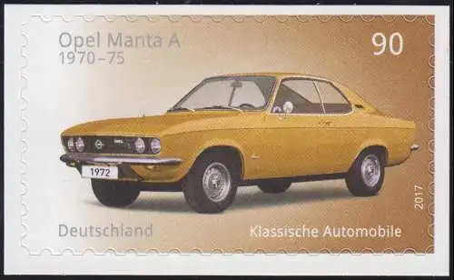 3302 Automobile: Opel Manta A, selbstklebend auf neutraler Folie, postfrisch **