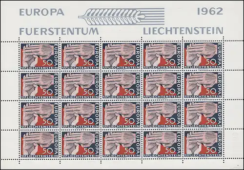 418 Europa / CEPT 1962, Kleinbogen mit Formnummer 1 (rechts unten), **