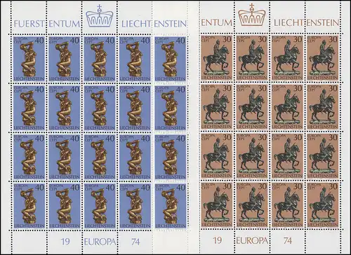 600-601 Europe / CEPT - Sculptures 1974, petit jeu de feuilles **