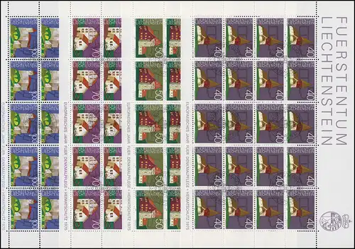 630-633 Année européenne de la protection des monuments 1975, 4 valeurs, petit jeu de feuilles ESSt