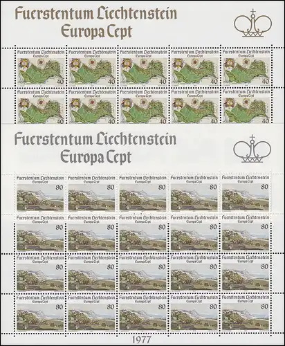 667-668 Europa / CEPT - Landschaften 1977, 2 Werte, Kleinbogen-Satz **