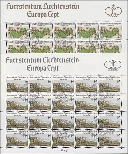667-668 Europa / CEPT - Landschaften 1977, 2 Werte, Kleinbogen-Satz ESSt
