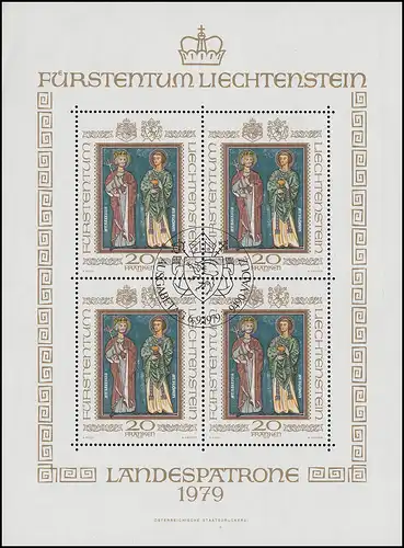 734 Cartouches nationales 1979, petit feuillet cacheté cachet spécial de premier jour ESSt