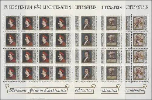 784-787 peintures de célèbres invités au Liechtenstein 1981, petit jeu d'arc **