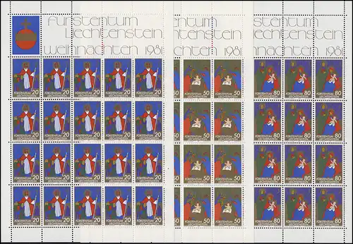 788-790 Noël 1981, 3 valeurs, jeu de petites feuilles **