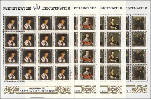 809-812 peintures de célèbres invités au Liechtenstein 1982, jeu de petites feuilles **