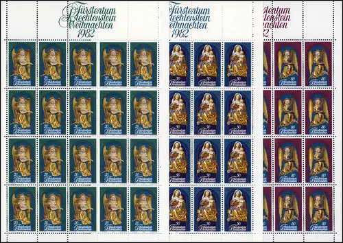 813-815 Noël - Ange et Madonna 1982, 3 valeurs, petit jeu de feuilles **