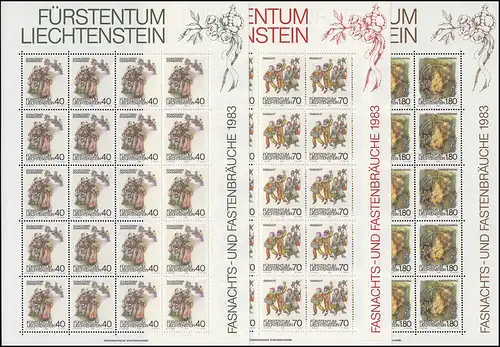 818-820 Consommables de la nuit et du jeûne 1983, 3 valeurs, jeu de petites feuilles **