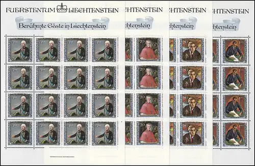 839-842 peintures de célèbres invités au Liechtenstein 1984, jeu de petites feuilles **