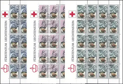 875-877 Croix-Rouge 1985, 3 valeurs, petit jeu de feuilles ESSt