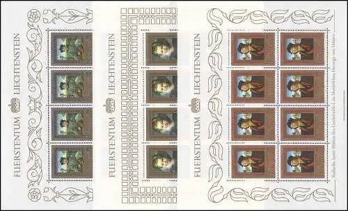 881-883 peintures de collections princières 1985, 3 valeurs, jeu de petits arcs **