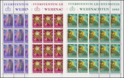 884-886 Noël 1985, 3 valeurs, jeu de petites feuilles **