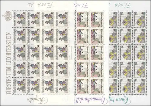 887-889 Théâtre - tragédie, comédie, opéra 1985, 3 valeurs, petit jeu d'arc **