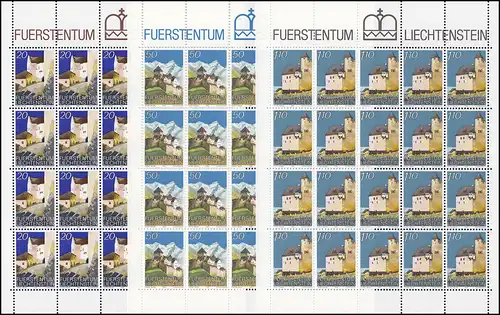 896-898 Château Vaduz 1986, 3 valeurs, jeu de petit arc **