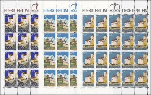 896-898 Château Vaduz 1986, 3 valeurs, jeu de petit arc **