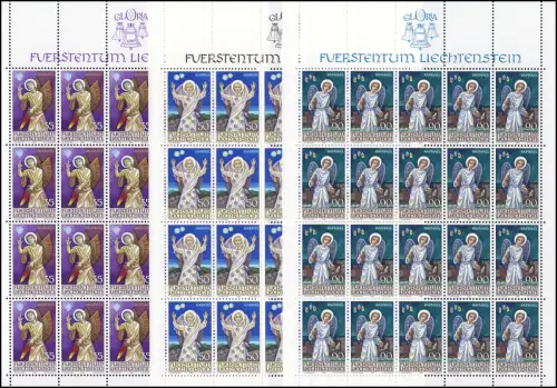 910-912 Noël - Archange 1986, 3 valeurs, petit jeu de feuilles **