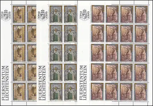 925-927 Palais municipal Liechtenstein 1987, 3 valeurs, petit jeu d'arc **