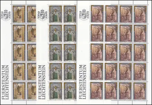 925-927 Palais municipal Liechtenstein 1987, 3 valeurs, petit jeu d'arc **
