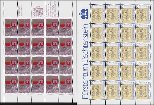 928-929 Grafschaft Vaduz und Landtag 1987, 2 Werte, Kleinbogen-Satz ** 