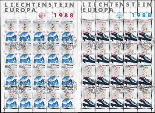 937-938 Europe: moyens de transport et de communication, petit jeu de feuilles ESSt