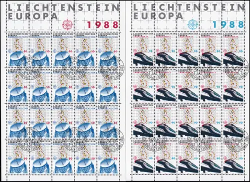 937-938 Europe: moyens de transport et de communication, petit jeu de feuilles ESSt