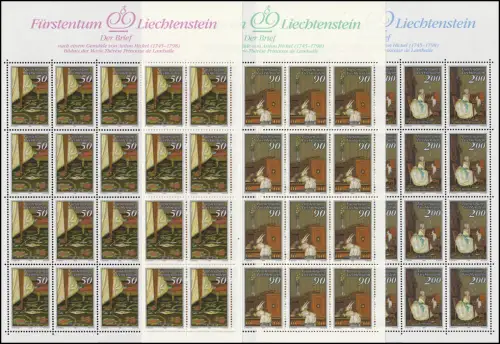 957-959 La lettre, 3 valeurs, jeu de petites feuilles **