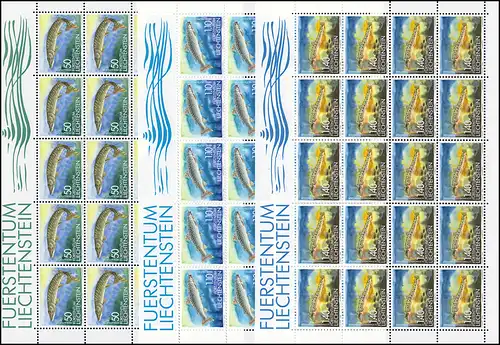964-966 Fische - Hecht, Seeforelle, Bachschmerle, Kleinbogen-Satz **
