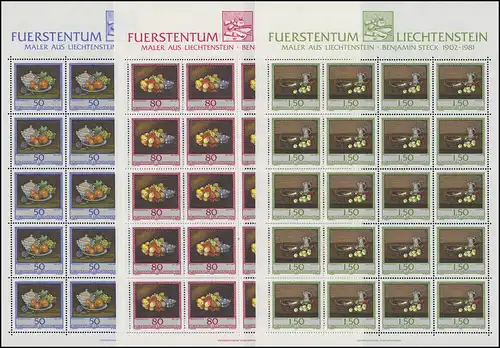 990-992 Liechtensteiner Maler Gemälde von Benjamin Steck, Kleinbogen-Satz **