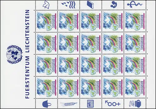 1015 Adhésion du Liechtenstein aux Nations unies 1991, feuillet de minuscule **