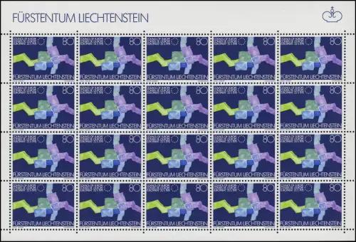 729 Adhésion du Liechtenstein au Conseil de l'Europe 1979, feuillet de minuscules **