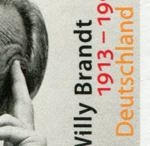 3037III Willy Brandt mit PLF III roter Punkt und schwarzer Strich, Feld 8, **