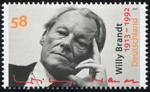 3037III Willy Brandt mit PLF III roter Punkt und schwarzer Strich, Feld 8, **