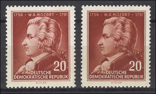 511 Mozart 20 Pf. als Varianten-Set mit hellem und dunklem Gesicht, Set **