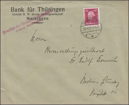 390 Friedrich der Große EF Bf. Bank für Thüringen MEININGEN 29.1.27 nach Berlin