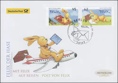 3140-3141 Felix, der Hase, Satz auf Schmuck-FDC Deutschland exklusiv