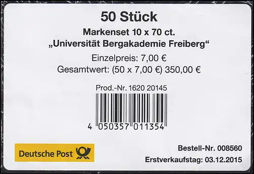 FB 52 Bergakademie Freiberg, Folienblatt-BANDEROLE für 50 Stück, 76x51, orange