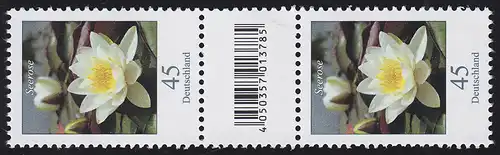3303 Seerose 45 Cent aus 200er-Rolle, Paar mit Nr., Codierfeld -785, ohne Nr. **