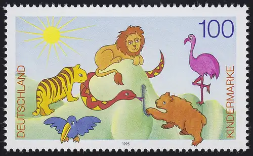 1825 Einzelmarke aus Block 34 Für und Kinder - Tierversammlung, postfrisch