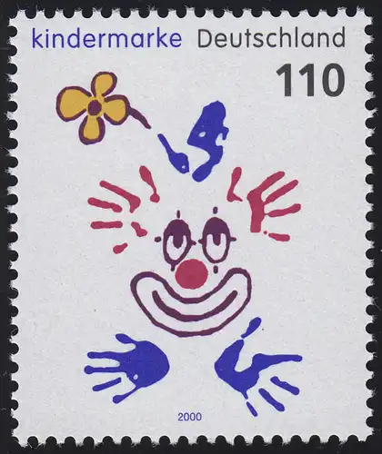 2134 Einzelmarke aus Block 53 Für uns Kinder - Clown 2000, postfrisch