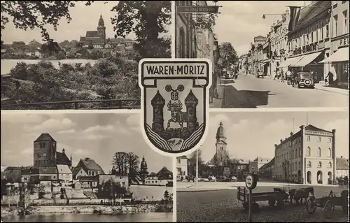 Landpost Strasen über NEUSTRELITZ 29.7.60  auf AK Waren-Müritz