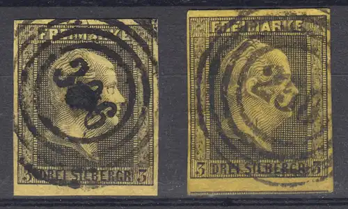 Preußen 4a+4b König Friedrich Wilhelm IV., beide zentrische Nummernstempel