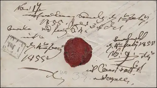 Prusse Enveloppe 3 Sgr. jaune, cachet de caste LANDSBERG A./W. 29.6. vers Dresde